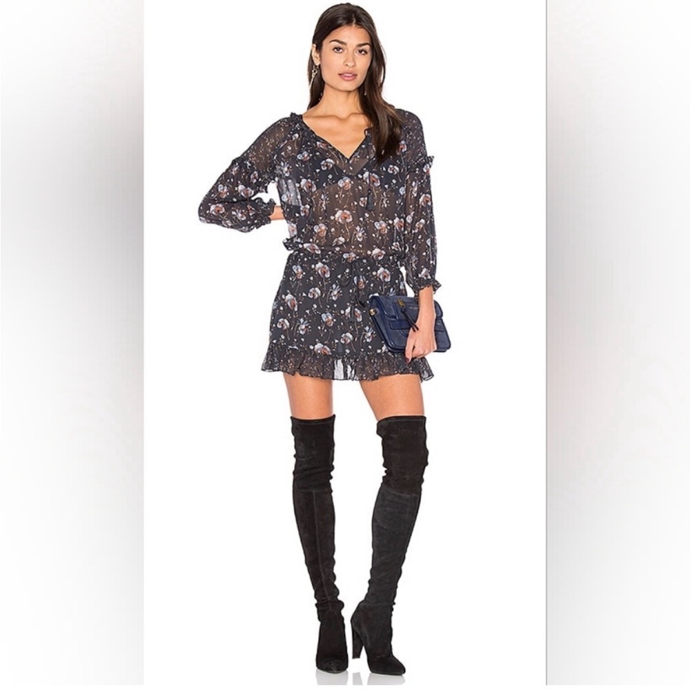 Ulla Johnson 2 Floral Sheer mini Dakota Dress long sleeve ruffled tiered